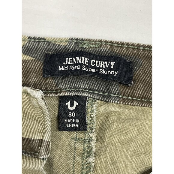 True Religion Women 30 Jeans Jennie Curvy Skinny Stretch Camo Military Urban Y2K - Picture 9 of 16